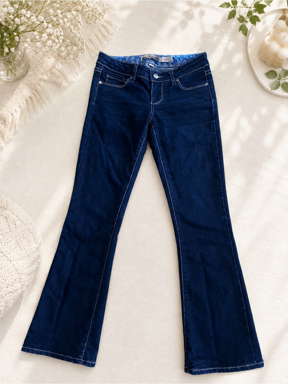 PAIGE Laurel Canyon Y2K Dark Wash Bootcut Jeans Made USA Size 24
